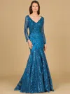 Lara Dresses 29188 Long Sleeve Formal Mermaid Evening Dress In Blue