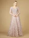Lara Dresses 29212 Long V-neck Evening Gown In Neutral