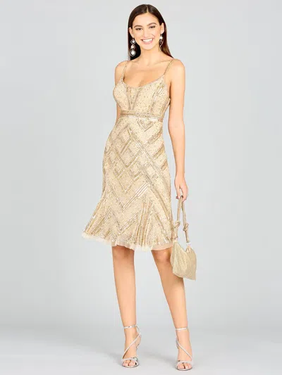Lara Dresses 29218 Spaghetti Strap Sequin Cocktail Dress In Gold