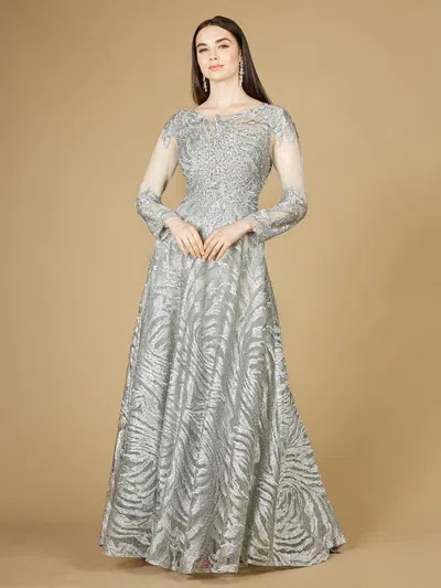 Lara Dresses 29231 Long Sheer Sleeves Formal Dress In Gray