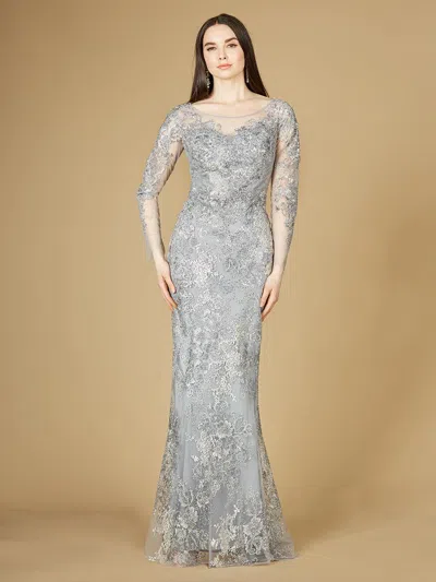 Lara Dresses 29232 High Neck Long Formal Dress In Gray