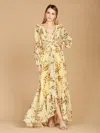 Lara Dresses 29245 Long Sleeve Layered Formal Dress In Yellow