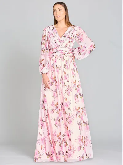 Lara Dresses 29248 Long Sleeve Print Formal Dress In Pink