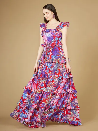 Lara Dresses 29271 Long Sleeveless Print Formal Dress In Red