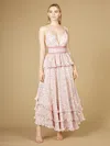 Lara Dresses 29277 Long Spaghetti Strap Print Formal Dress In Pink
