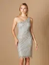 Lara Dresses 29293 Short Metallic Cocktail Dress In Silver