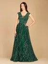 Lara Dresses 29299 A Line Long Formal Beaded Evening Dress In Green