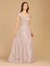 Lara Dresses 29301 Long Ball Gown Beaded Lace Evening Gown In Gray