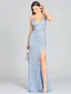 Lara Dresses 29310 Long V-neck Beaded Prom Dress In Blue