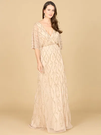 Lara Dresses 29319 Long Formal Beaded Modest Mother Of The Bride Dress In Neutral