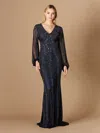 Lara Dresses 29338 Long Formal Mother Of The Bride Beaded Dress In Black