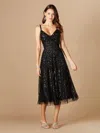 Lara Dresses 29347 Sequin Long Midi Dress In Black