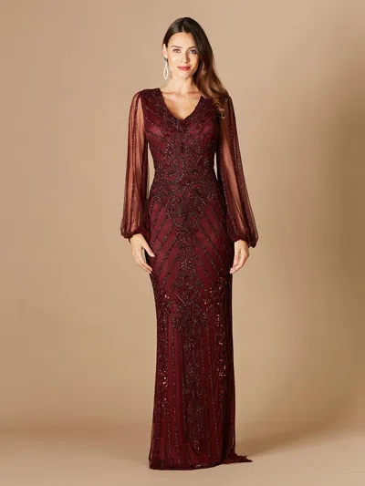 Lara Dresses 29369 Long Beaded Evening Gown In Red