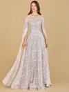 Lara Dresses 29454 Long Cape Sleeve Evening Gown In White