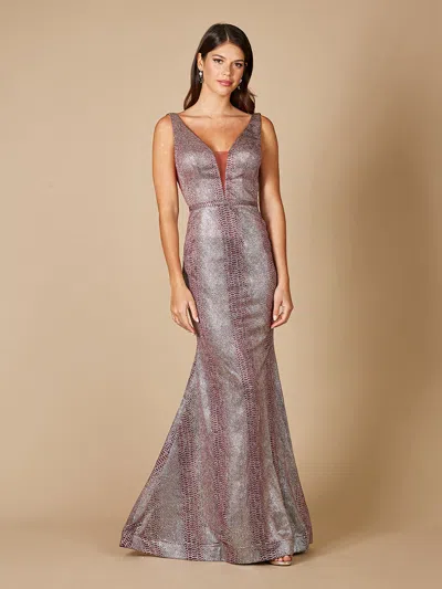 Lara Dresses 29461 Long Formal Prom Metallic Print Dress In Multi