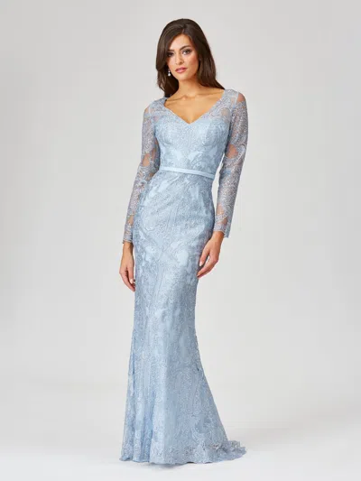 Lara Dresses 29466 Long Formal Mermaid Mother Of The Bride Lace Dress In Blue