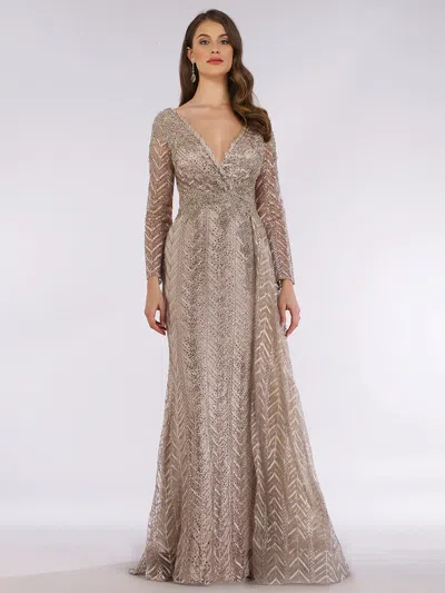 Lara Dresses 29620 Long Formal Mother Of The Bride Lace Dress In Brown