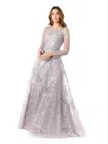 Lara Dresses 29759 Long Formal Lace Evening A Line Dress In Gray