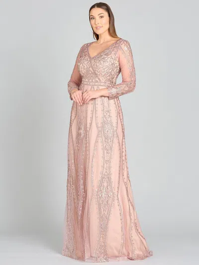 Lara Dresses 29788 Long Illusion Evening Gown In Pink