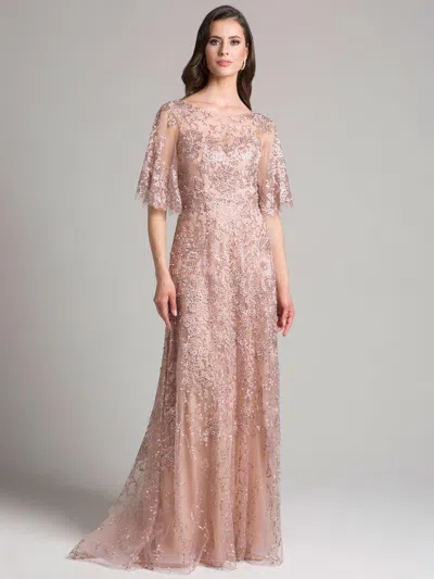 Lara Dresses 33277 Long Cap Sleeve Formal Dress In Pink