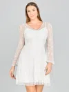 Lara Dresses 33414 Long Sleeve A-line Cocktail Dress In White