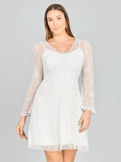 Lara Dresses 33414 Long Sleeve A-line Cocktail Dress In White