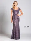 Lara Dresses 33491 Fitted Lace Long Formal Mermaid Evening Dress In Purple