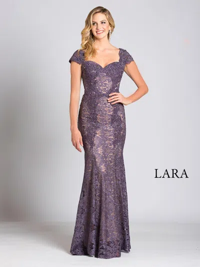 Lara Dresses 33491 Fitted Lace Long Formal Mermaid Evening Dress In Purple