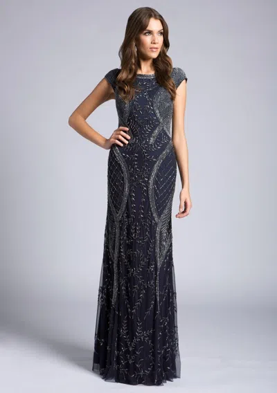 Lara Dresses 33609 Long Cap Sleeve Formal Dress In Black