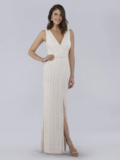 Lara Dresses 51018 Bridal Gown Long Slit Wedding Dress In White