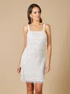 Lara Dresses 51025 Short Wedding Fringe Bridal Dress In Neutral