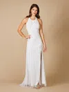 Lara Dresses 51039 Long Fitted Bridal Slit Beaded Wedding Dress In White