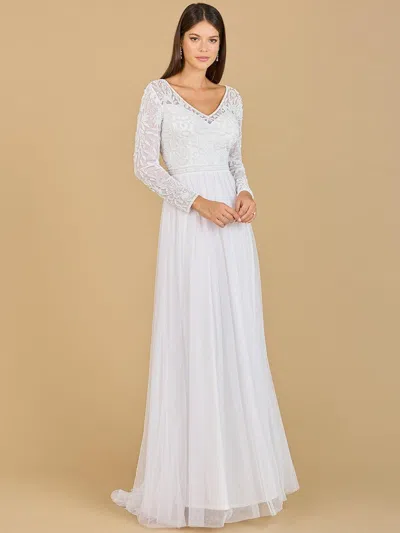 Lara Dresses 51067 Long Sleeve Flowy Bridal Dress In White