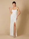 Lara Dresses 51092 Long Slit Beaded Wedding Dress In White