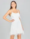 Lara Dresses 51131 Spaghetti Strap Fringe Cocktail Dress In White