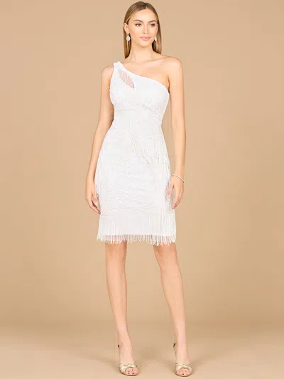 Lara Dresses 51145 Wedding Fringe Short Beaded Dress In White