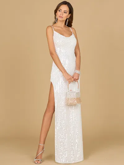 Lara Dresses 51148 Long Bridal Sequin Slit Wedding Dress In White