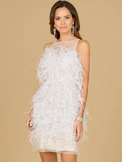 Lara Dresses 51170 Fitted Wedding Short Feather Dress In White
