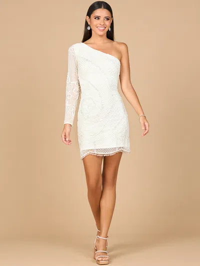 Lara Dresses 51196 Short Cocktail Fringe Dress In White