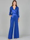 Lara Dresses 8121 Long Formal Metallic Jumpsuit In Blue