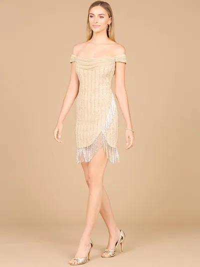 Lara Dresses 9970 Homecoming Mini Short Fringe Dress In Brown