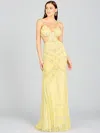 Lara Dresses 9989 Long Formal Beaded Prom Dress In Yellow