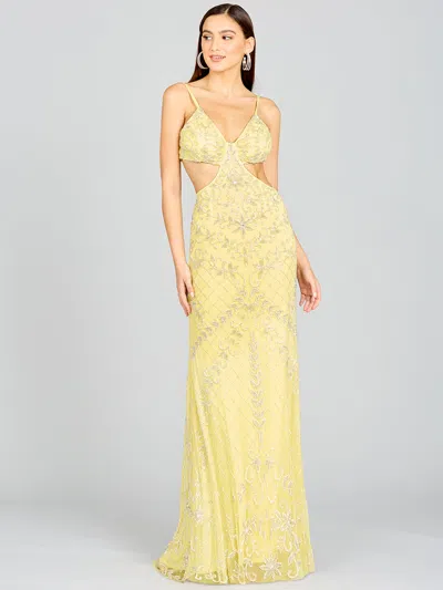 Lara Dresses 9989 Long Formal Beaded Prom Dress In Yellow
