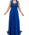 Lara Encrusted A-line Dress In Royal Blue In Blue