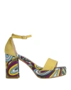 Lara May Woman Sandals Yellow Size 8 Leather