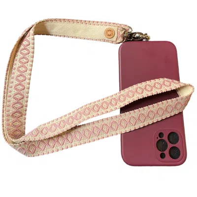 Lara Moti Pink And Cream Rhombus Strap For Movile Phone