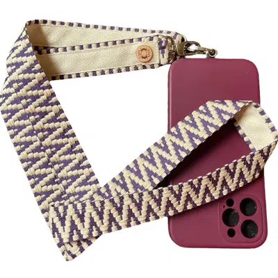 Lara Moti Pink / Purple Purple And Cream  Zigzag Strap For Movile Phone