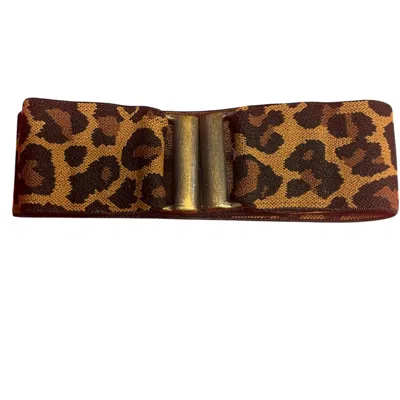 Lara Moti Women's Brown Leopard Print Elastic Belt