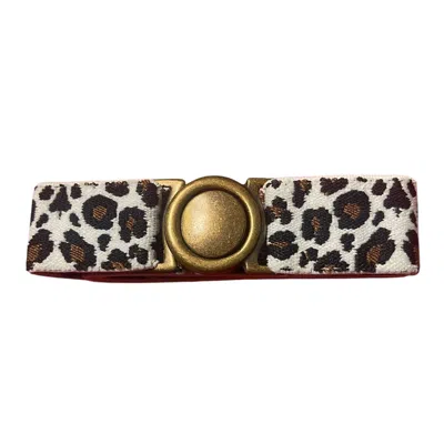 Lara Moti Women's White / Brown Cream Leopard Elastic Belt In White/brown