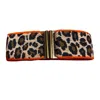 Lara Moti Women's White / Yellow / Orange Cream Leopard Elastic Belt With Orange Fringe In Yellow/orange/white